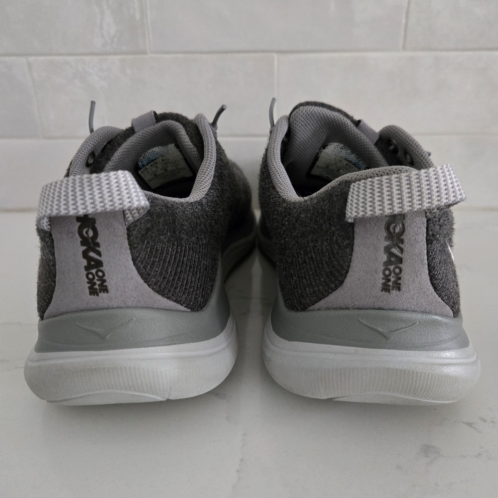 Hoka Hupana Flow Wool Athletic Casual Sneakers Walking Shoes Gray Speed Laces - Picture 6 of 7
